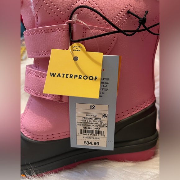 Cat & Jack Girls Waterproof Pink Winter Boots AEX57 Denver Size 12 NEW - Picture 6 of 6